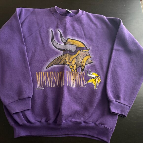 Vintage 1995 Logo 7 Mens Minnesota Vikings 50/50 Crewneck Sweatshirt L - Picture 3 of 5